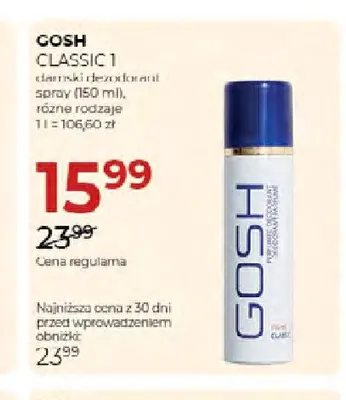 Damski dezodorant spray Classic 1 Gosh promocja w Drogerie Jawa