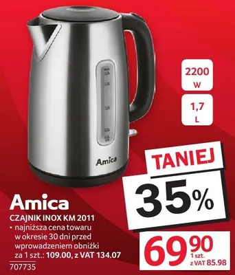 Czajnik Amica Inox KM 2011 1,7L 2200W promocja w Selgros