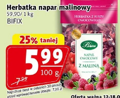 Herbatka napar malinowy promocja w Prim Market