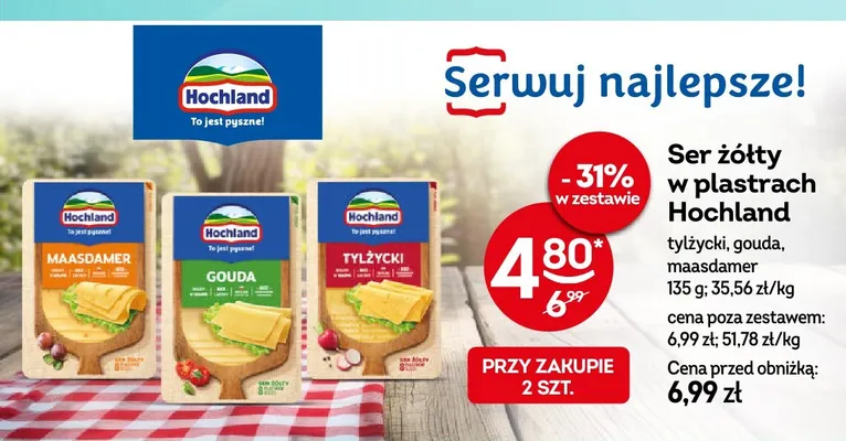 Ser żółty w plastrach gouda Hochland promocja w Żabka
