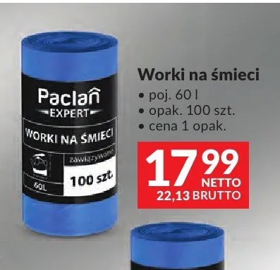 Worki na śmieci Paclan Expert 60 l promocja w Makro