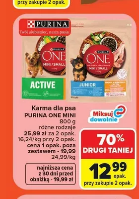 Karma dla psa Purina One Mini Junior promocja w Carrefour Market