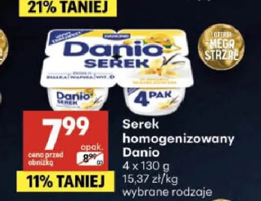 Serek homogenizowany Danio 4-pak promocja w Delikatesy Centrum