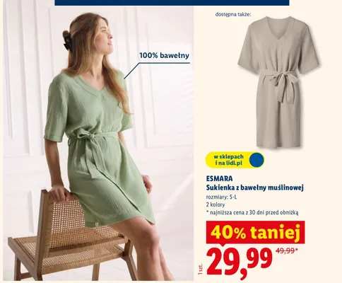 Sukienka z bawełny muślinowej promocja w Lidl