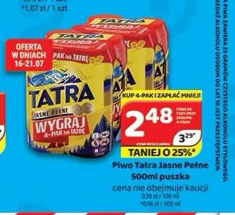 Piwo Tatra Jasne Pełne promocja w Delfin