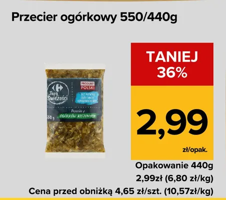 Przecier ogórkowy 550/440g promocja w Supeco