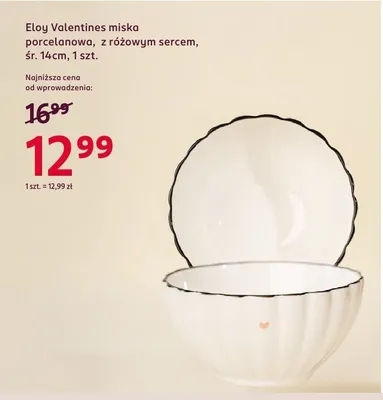 Miska Eloy Valentines porcelanowa, z różowym sercem, śr. 14cm, 1 szt. promocja w Rossmann