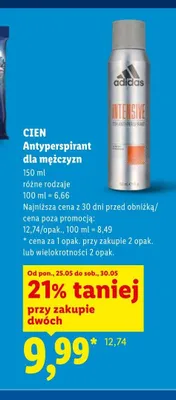 Antyperspirant dla mężczyzn Adidas Intensive promocja w Lidl