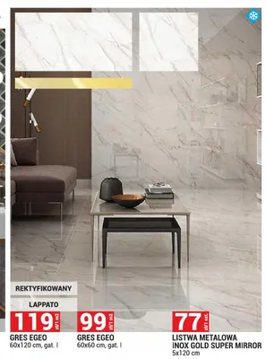 Listwa metalowa Inox Gold Super Mirror 5x120 cm promocja w Merkury Market