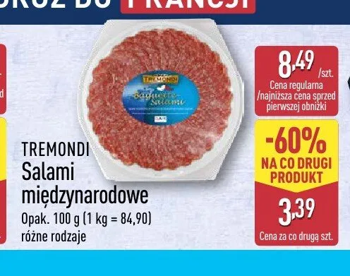 Salami międzynarodowe Tremondi promocja w Aldi