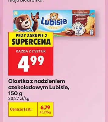 Ciastka z nadzieniem czekoladowym Lubisie promocja w Biedronka