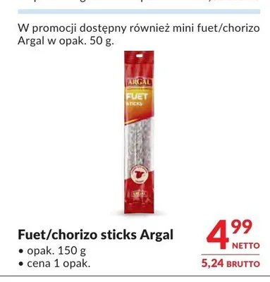 Fuet sticks Argal promocja w Makro