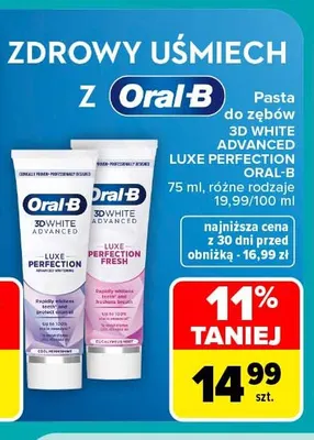 Pasta do zębów Oral-B 3D White Advanced Luxe Perfection promocja w Carrefour