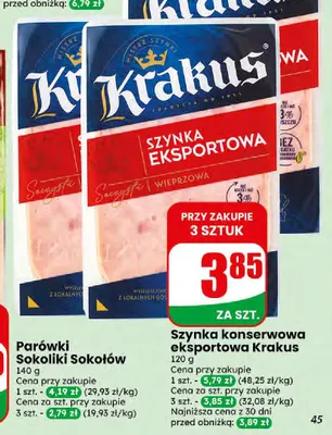 Szynka konserwowa eksportowa Krakus promocja w Dino