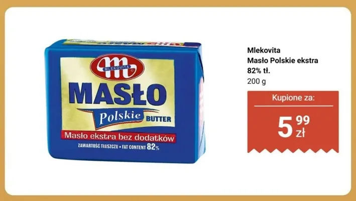 Masło ekstra Polskie Mlekovita 82% tł. promocja w Biedronka