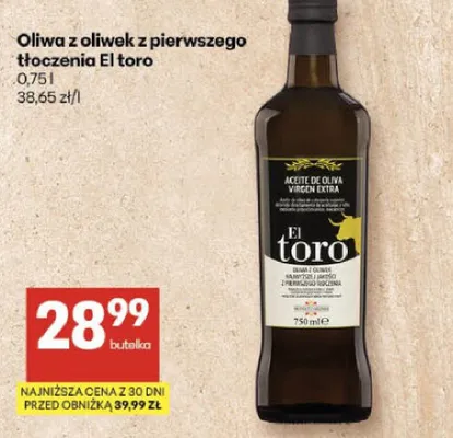 Oliwa z oliwek z pierwszego tłoczenia El toro promocja w Delikatesy Centrum