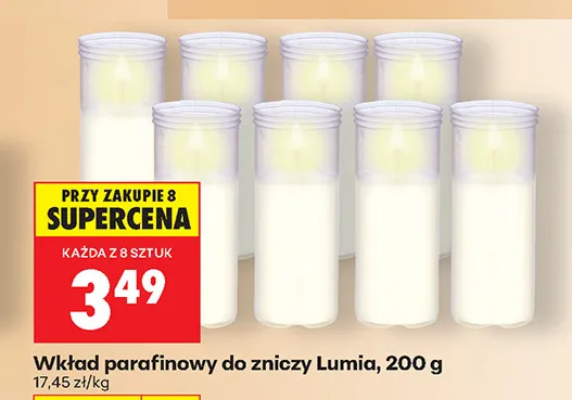 Wkład parafinowy do zniczy Lumia promocja w Biedronka