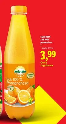 Sok 100% pomarańcza Solevita promocja w Lidl