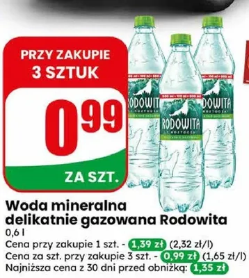 Woda mineralna delikatnie gazowana Rodowita promocja w Dino