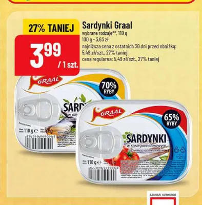Sardynki w oleju roślinnym Graal promocja w POLOmarket