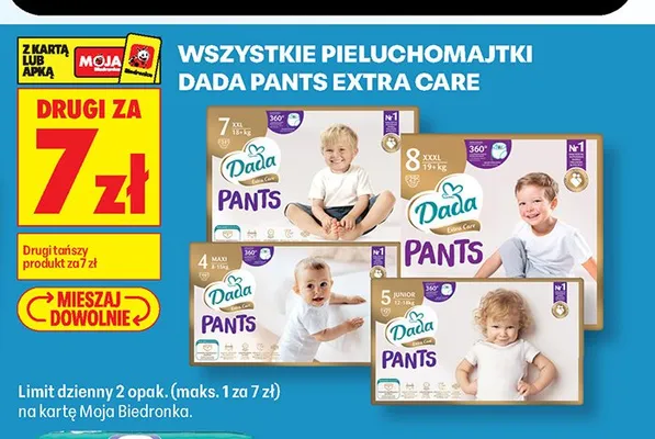 Pieluchomajtki Dada Pants Extra Care 7 XXL promocja w Biedronka