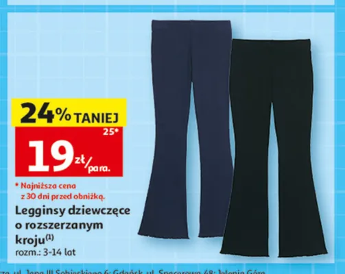 Legginsy dziewczęce o rozszerzanym kroju promocja w Auchan