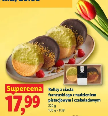 Rolls z ciasta francuskiego z nadzieniem pistacjowym i czekoladowym promocja w Lidl