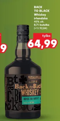 Whiskey irlandzka BACK TO BLACK 40% alk. promocja w Kaufland