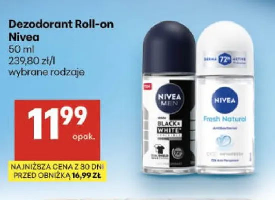 Dezodorant roll-on Nivea Men Black & White promocja w Delikatesy Centrum