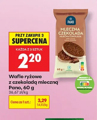Wafle ryżowe z czekoladą mleczną Pano promocja w Biedronka