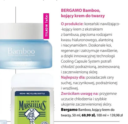 Krem do twarzy Bergamo Bamboo kojący promocja w Hebe