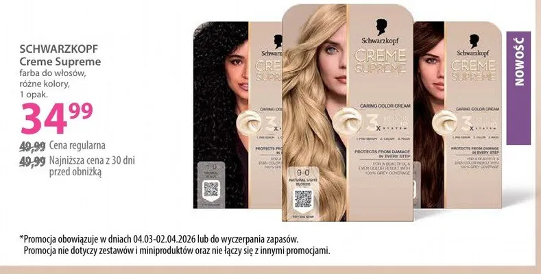 Creme Supreme farba do włosów różne kolory promocja w Hebe