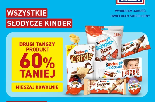 Wszystkie słodycze Kinder promocja w Aldi