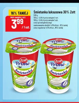 Śmietanka luksusowa Zott 30% promocja w POLOmarket