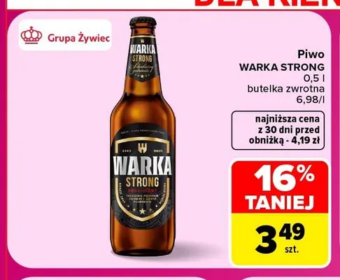 Piwo Warka Strong promocja w Carrefour