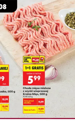 Chude mięso mielone z szynki wieprzowej Kraina Mięs promocja w Biedronka