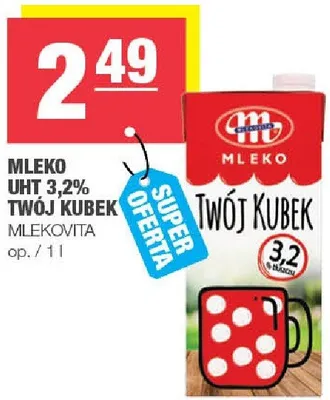 Mleko UHT 3,2% Twój Kubek Mlekovita promocja w SPAR