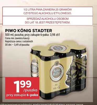Piwo König Stadter 6-pak promocja w Stokrotka
