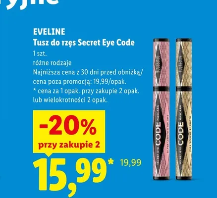 Tusz do rzęs Eveline Secret Eye Code Ultra Length & Volume promocja w Lidl