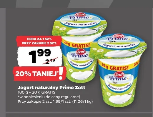 Jogurt naturalny Primo Zott promocja w Netto