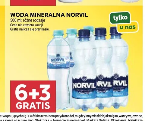 Woda mineralna gazowana Norvil promocja w Stokrotka