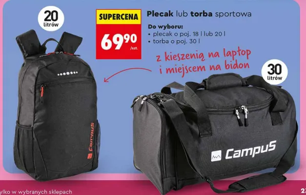 Plecak sportowy promocja w Biedronka