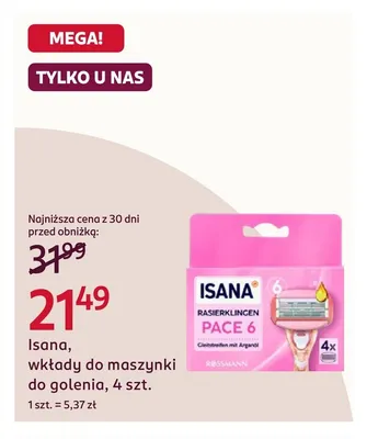 Wkłady do maszynki do golenia Isana promocja w Rossmann