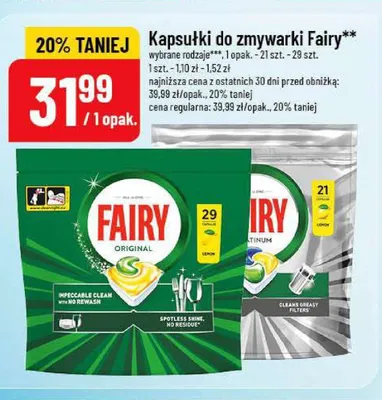 Kapsułki do zmywarki Fairy Original promocja w POLOmarket