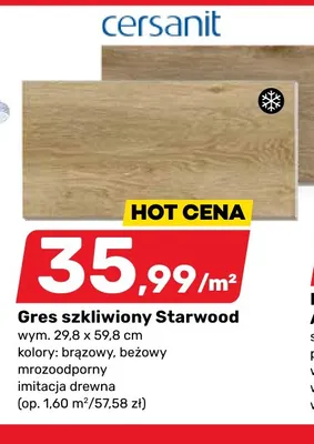 Gres szkliwiony Cersanit Starwood brązowy mrozoodporny promocja w Bricomarche