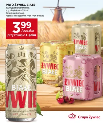 Piwo Żywiec Białe z nutą imbiru 4-pak promocja w Stokrotka