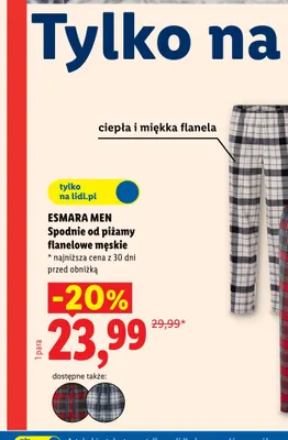 Spodnie od piżamy flanelowe męskie promocja w Lidl