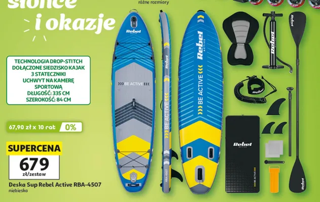 Deska SUP Rebel Active RBA-4507 niebieska promocja w Auchan