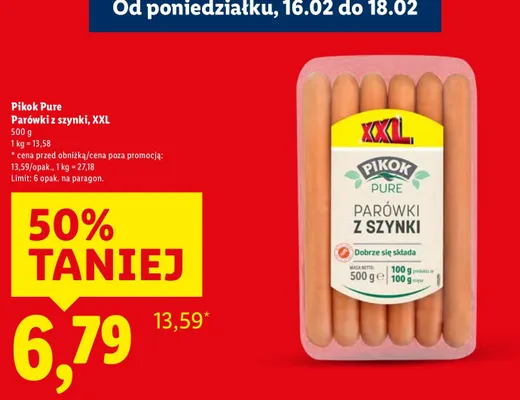 Parówki z szynki promocja w Lidl