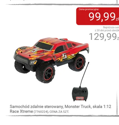 Samochód zdalnie sterowany Monster Truck skala 1:12 Race Xtreme promocja w Smyk